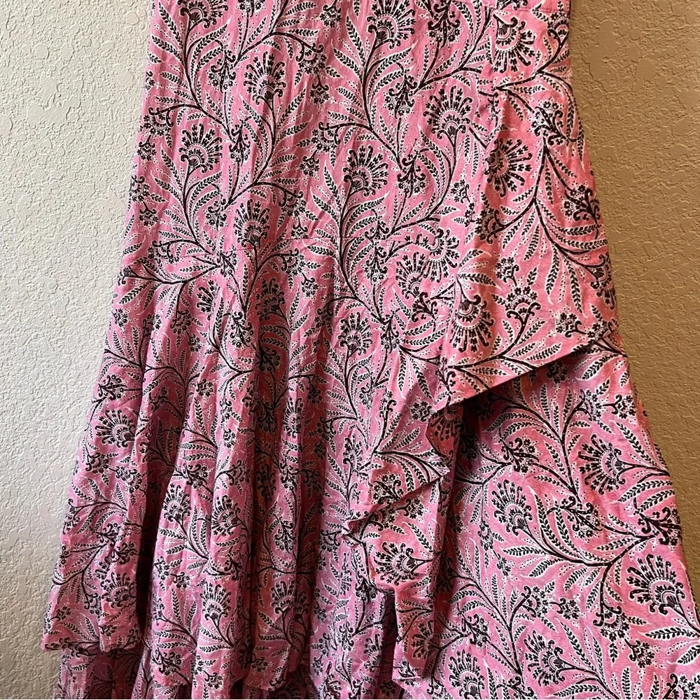 J. Crew Collection cross back tiered ruffle hem midi dress in Ratti coral vines